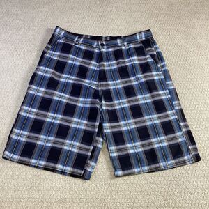 Vercho‎ Mens Plaid Cargo Shorts Size 38 Blue White Black Casual Summer